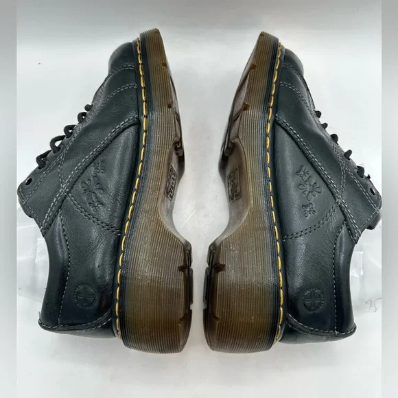 RARE DAISY Flower Dr. Martens Chunky Black Leather 12283 Oxford Boot WMS Sz 7 - Picture 11 of 15